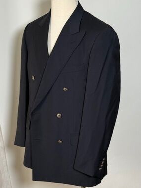 Dunhill Double Breasted Navy Blazer 54 / 44R Wool Mohair Luxury Designer Jacket